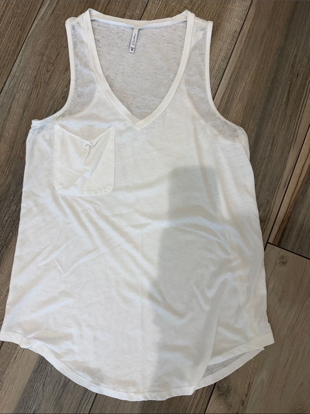 Z Supply White V-Neck Pocket Tank